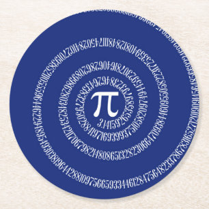 Dessous-de-verre Rond En Papier Anneaux de spirale pour Pi sur bleu marine