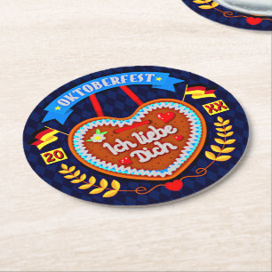 Dessous-de-verre Rond En Papier Année de changement Octoberfest 20xx Ich Liebe Dic