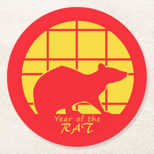 Dessous-de-verre Rond En Papier Année du rat