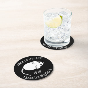 Dessous-de-verre Rond En Papier Année du Rat 2020 jamais en arrière