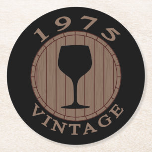 Dessous-de-verre Rond En Papier Anniversaire du vin 1975 Vintage