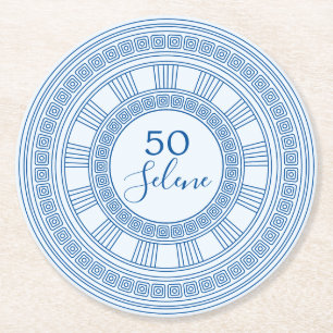 Dessous-de-verre Rond En Papier Anniversaire élégant grec ou romain avec couleurs 