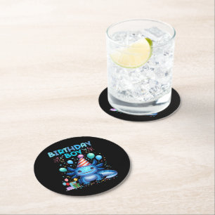 Dessous-de-verre Rond En Papier Anniversaire Garçon Axolotl Vibes Joli Conception