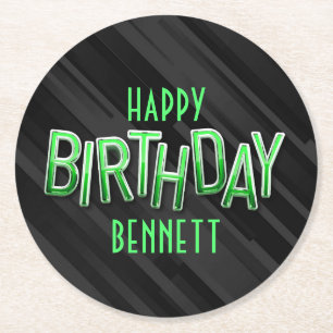 Dessous-de-verre Rond En Papier Anniversaire vert adulte moderne