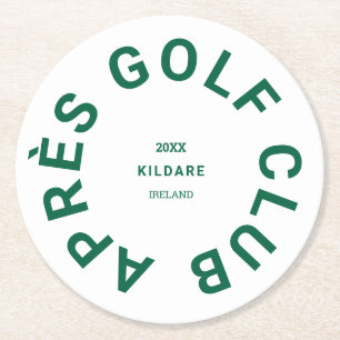 Dessous-de-verre Rond En Papier Après Golf Club Forest Green Golfeurs Social Crest