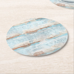 Dessous-de-verre Rond En Papier Aqua Turquoise Brown Blanc Aquarelle Baies