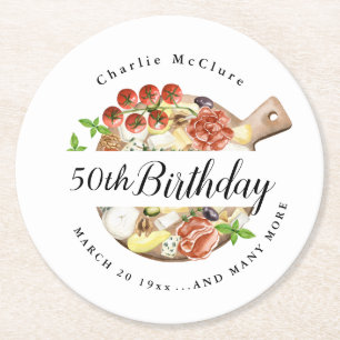 Dessous-de-verre Rond En Papier Aquarelle Charcuterie Italie Anniversaire