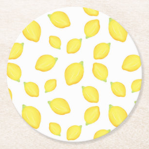 Dessous-de-verre Rond En Papier Aquarelle Citron Motif 2