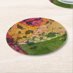 Dessous-de-verre Rond En Papier Aquarelle Et Encre Expressionnisme Abstrait Art