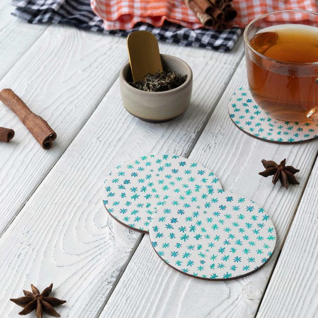 Dessous-de-verre Rond En Papier Aquarelle étoile - turquoise (Créateur téléchargé)