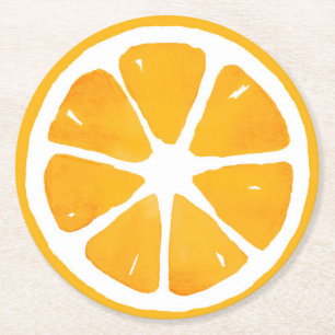 Dessous-de-verre Rond En Papier Aquarelle tranche orange
