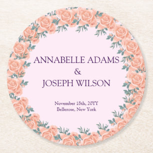 Dessous-de-verre Rond En Papier aquarelles Florales Mariage Botanique Moderne