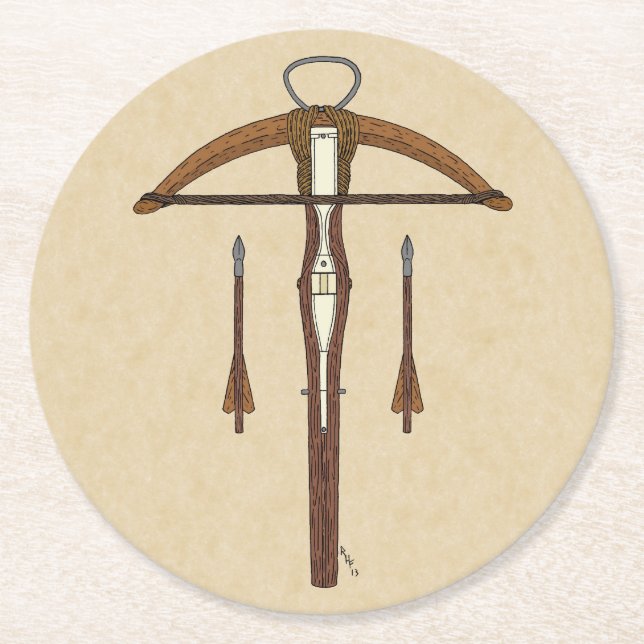 Dessous-de-verre Rond En Papier Arbalète médiévale avec boulons (Devant)