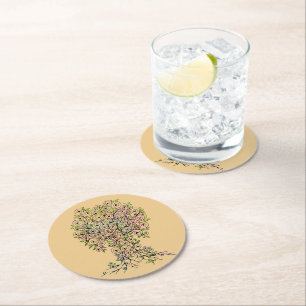 Dessous-de-verre Rond En Papier Arbre De Vie - Spirales Fruits Feuille 1