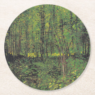 Dessous-de-verre Rond En Papier Arbres et sous-bois par Van Gogh
