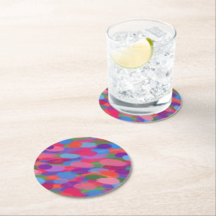 Dessous-de-verre Rond En Papier Arc-en-ciel gouttelettes Motif Abstrait coloré