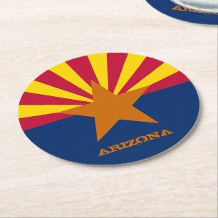 Dessous-de-verre Rond En Papier Arizona Flag & Arizona State États-Unis fans de fê