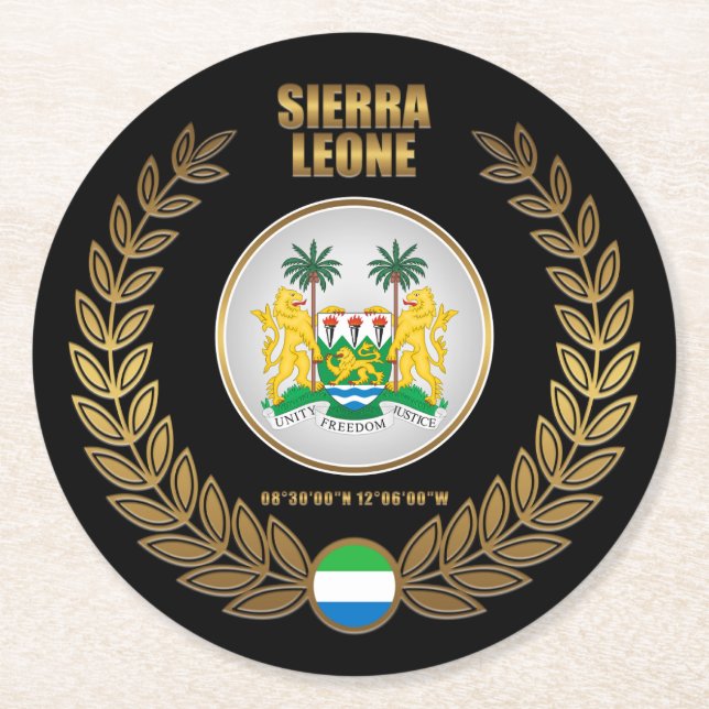 Dessous-de-verre Rond En Papier Armoiries de la Sierra Leone (Devant)