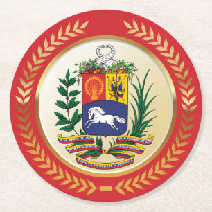 Dessous-de-verre Rond En Papier Armoiries du Venezuela