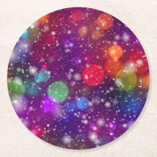 Dessous-de-verre Rond En Papier Arrière - plan de librairie multicolore Abstrait-2