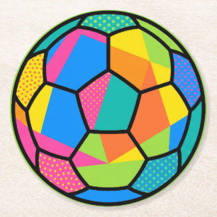 Dessous-de-verre Rond En Papier Art de ballon de football géométrique Pop Art