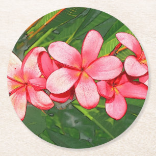 Dessous-de-verre Rond En Papier Art de Frangipanier Tropical Rose