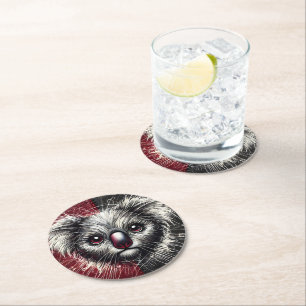 Dessous-de-verre Rond En Papier Art de koala sur fond texturé