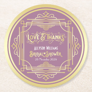 Dessous-de-verre Rond En Papier Art Déco Fête de l'mariée Gold Lilac Love & Merci