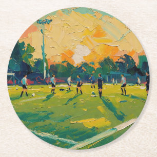 Dessous-de-verre Rond En Papier Art du football (#2)