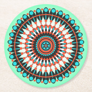 Dessous-de-verre Rond En Papier Art mandala géométrique coloré-46456