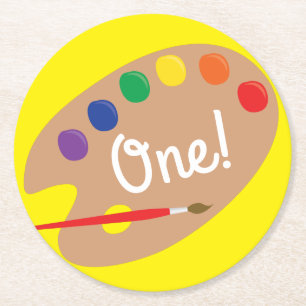 Dessous-de-verre Rond En Papier Art Paint Palette Cute Kid's Birthday Party