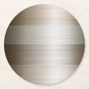 Dessous-de-verre Rond En Papier Aspect en bronze métallique mélangé brossé