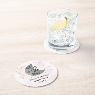 Dessous-de-verre Rond En Papier Au-Dessus De La Lune   Baby shower filles