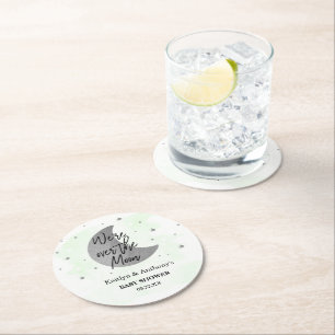 Dessous-de-verre Rond En Papier Au-Dessus De La Lune   Baby shower neutre