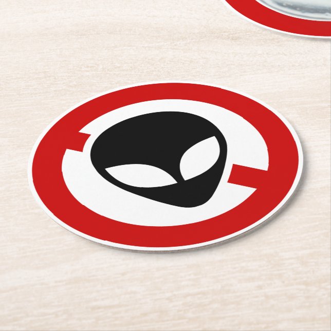 DESSOUS-DE-VERRE ROND EN PAPIER AUCUN ALIEN (Incliné)