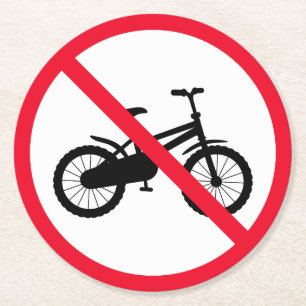 Dessous-de-verre Rond En Papier Aucun signe interdit à bicyclette   Dessous de ver