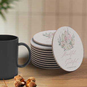 Dessous-de-verre Rond En Papier Automne Floral Citrouille Thanksgiving