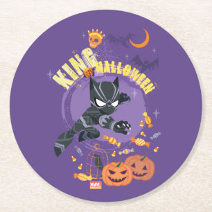 Dessous-de-verre Rond En Papier Avengers Black Panther "Roi d'Halloween"