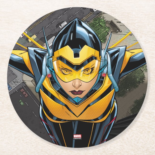 Dessous-de-verre Rond En Papier Avengers Classiques | La Guêpe de Face (Devant)