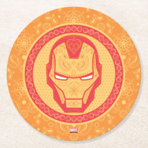 Dessous-de-verre Rond En Papier Avengers   Paisley Logo Iron Man