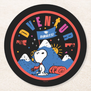 Dessous-de-verre Rond En Papier Aventure Snoopy Attend la Montagne de la Remise de