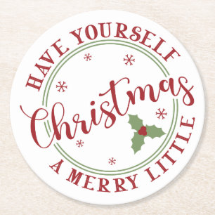 Dessous-de-verre Rond En Papier Ayez un joyeux petit Noël