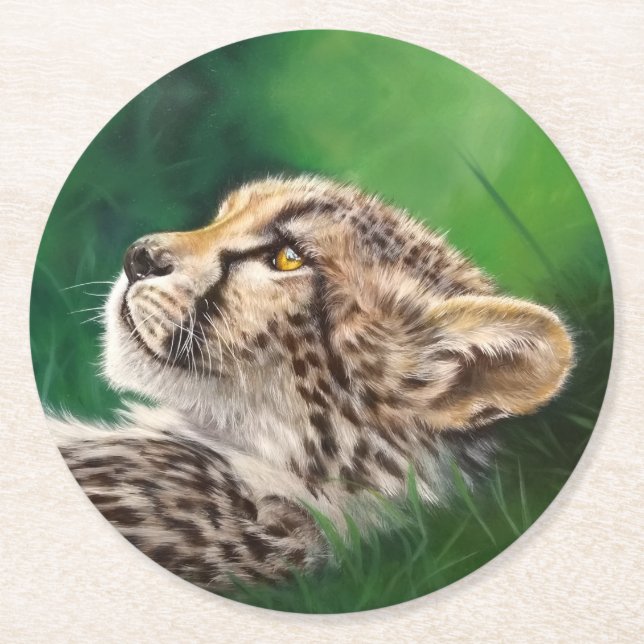 Dessous-de-verre Rond En Papier Baby Cheetah Coaster (Devant)