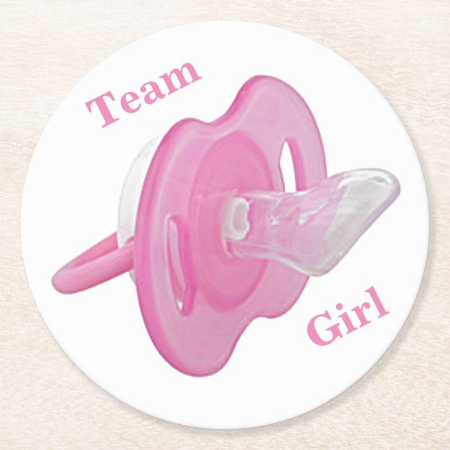 Dessous-de-verre Rond En Papier Baby Gender Reveal Party - Team Girl (Devant)