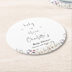 Dessous-de-verre Rond En Papier Baby In Bloom Baby Shower Fleur Sauvage