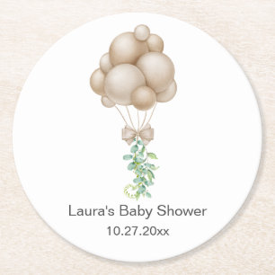 Dessous-de-verre Rond En Papier Baby shower Ballotte beige