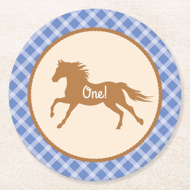 Dessous-de-verre Rond En Papier Baby shower Cowboy (Devant)