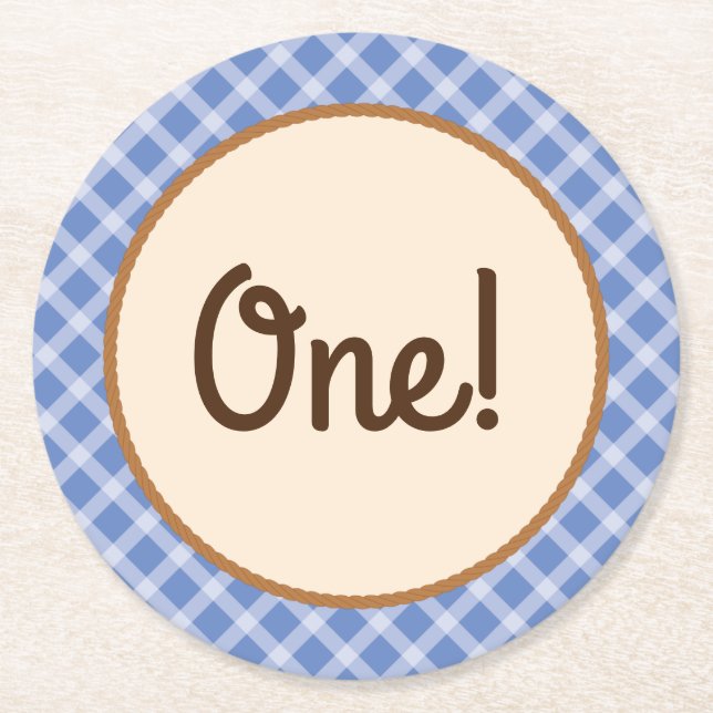 Dessous-de-verre Rond En Papier Baby shower Cowboy (Devant)