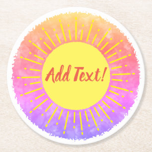 Dessous-de-verre Rond En Papier Baby shower d'aquarelle Sunshine Arrière - plan pe