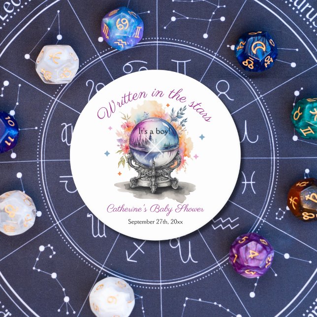 Dessous-de-verre Rond En Papier Baby shower d'astrologie du cristal céleste (Créateur téléchargé)